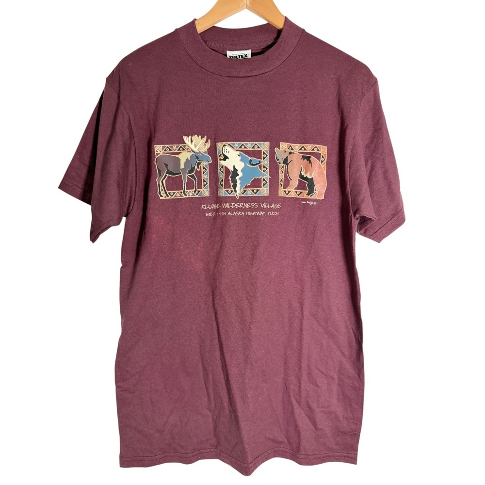 NWT Vintage Tultex Kluane Wilderness Village Yukon Canada T Shirt Red Medium